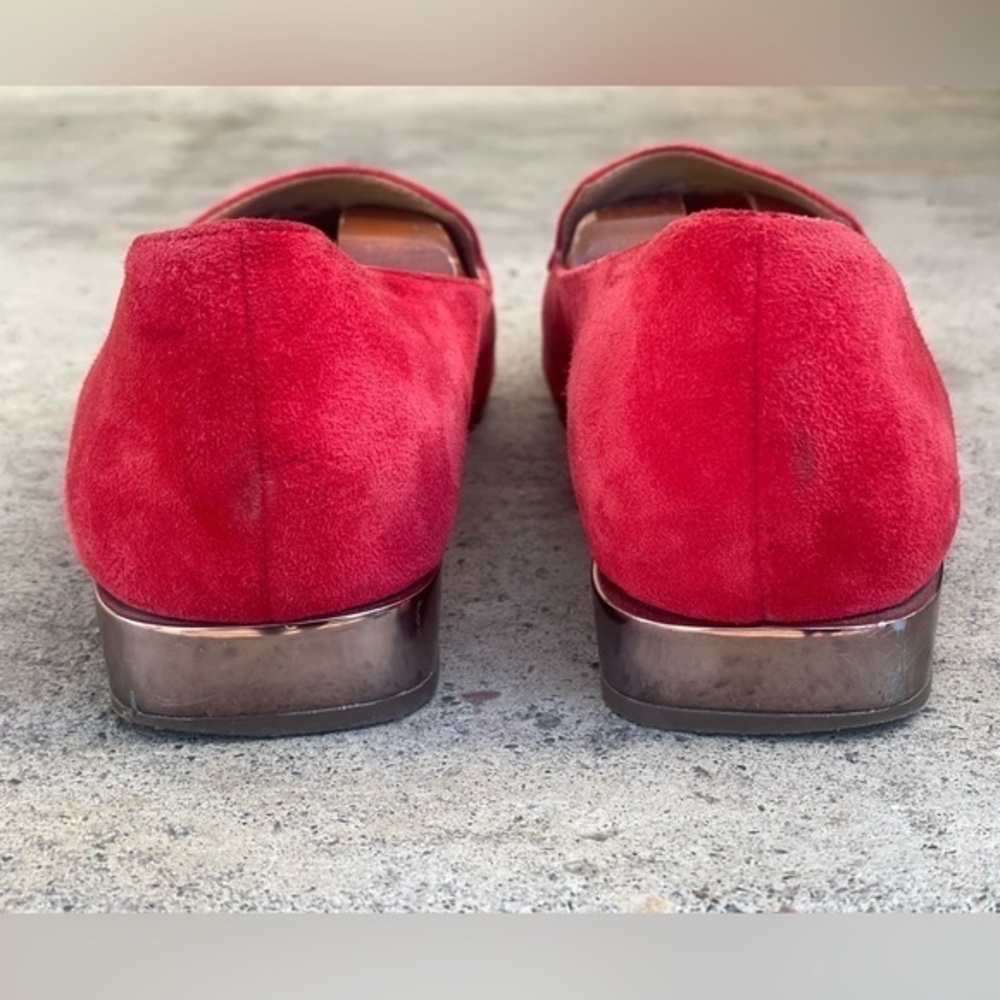 Naturalizer Clea Red Suede Loafer, silver heels, sized‎ 10 - Picture 4 of 10